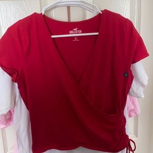 red shirt with tags